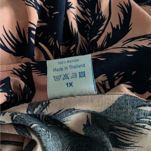 Pink and Blue Casual Button Down Shirt with Tropical Print - Picture 4 of 7